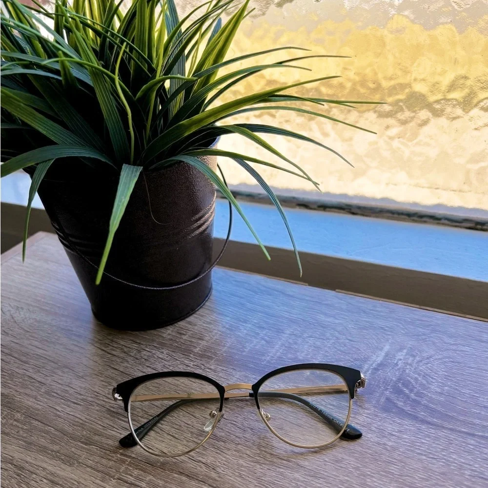 Clubmaster Black and Gold Glasses